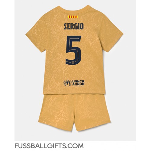 Barcelona Sergio Busquets #5 Fußballbekleidung Auswärtstrikot Kinder 2022-23 Kurzarm (+ kurze hosen)
